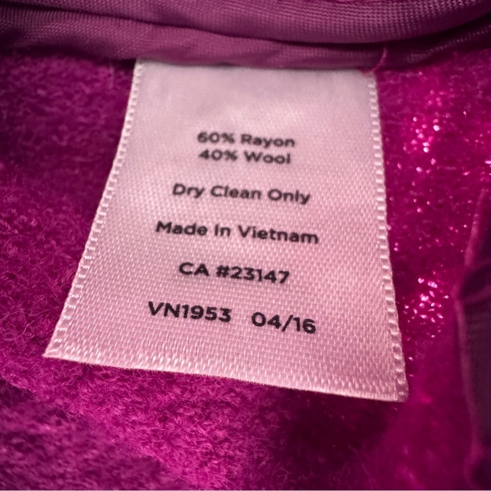 Talbots Magenta Wool Blend Asym Zip Moto Jacket Zipper Pockets Women 10 - Picture 6 of 12